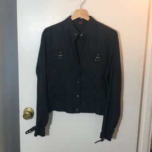 Willi Smith linen black moto jacket